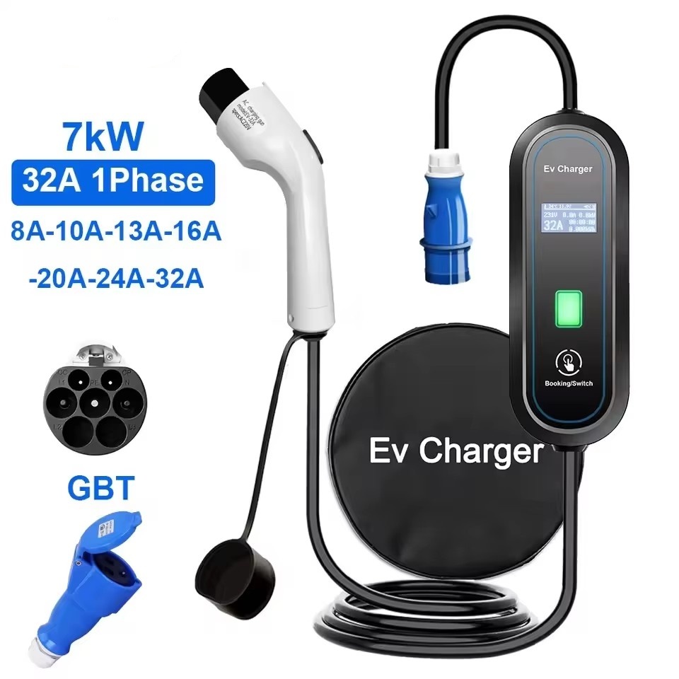 Kabel Charger EV Portabel GBT  - Portable Ev Charger 32A Type 2 Cee Plug ulasan dan harga