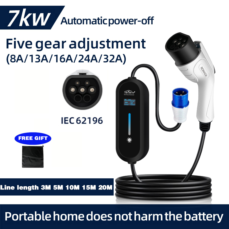 ROMADA pengisi daya portabel 7 - Portable Ev Charger 32A Type 2 Cee Plug ulasan dan harga