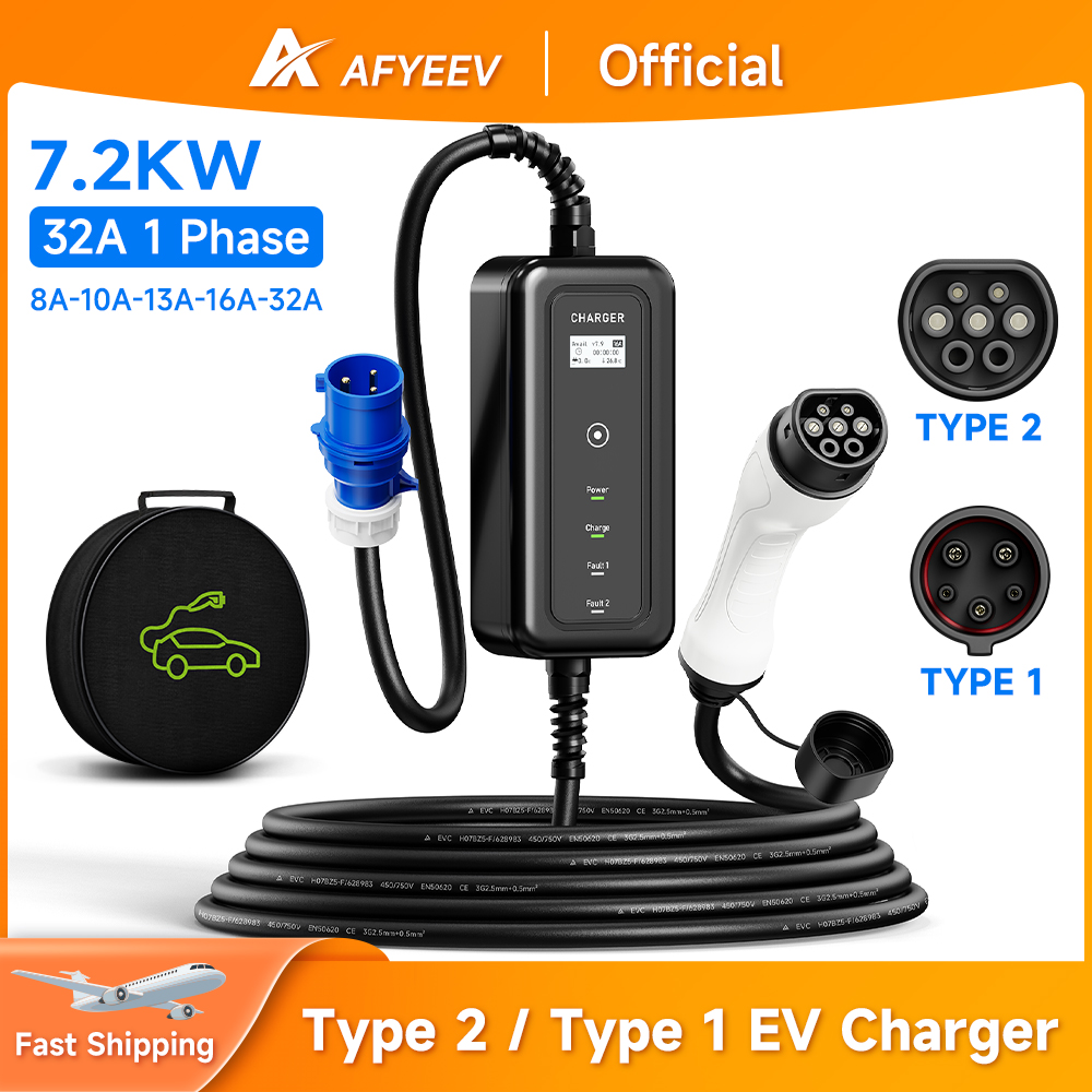 AFYEEV pengisi daya portabel,  - Portable Ev Charger 32A Type 2 Cee Plug ulasan dan harga